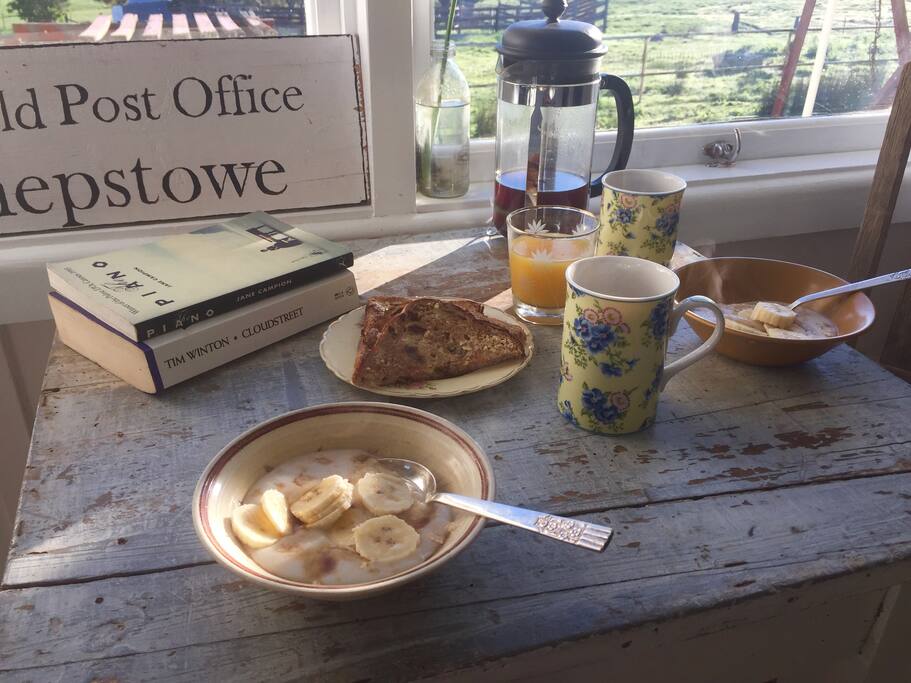A country breakfast at Fred's Table in the Mail Room.
