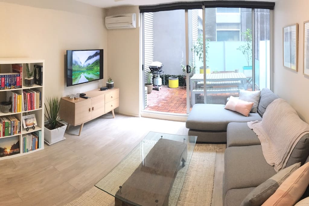 Ultra comfortable couch in cozy lounge room