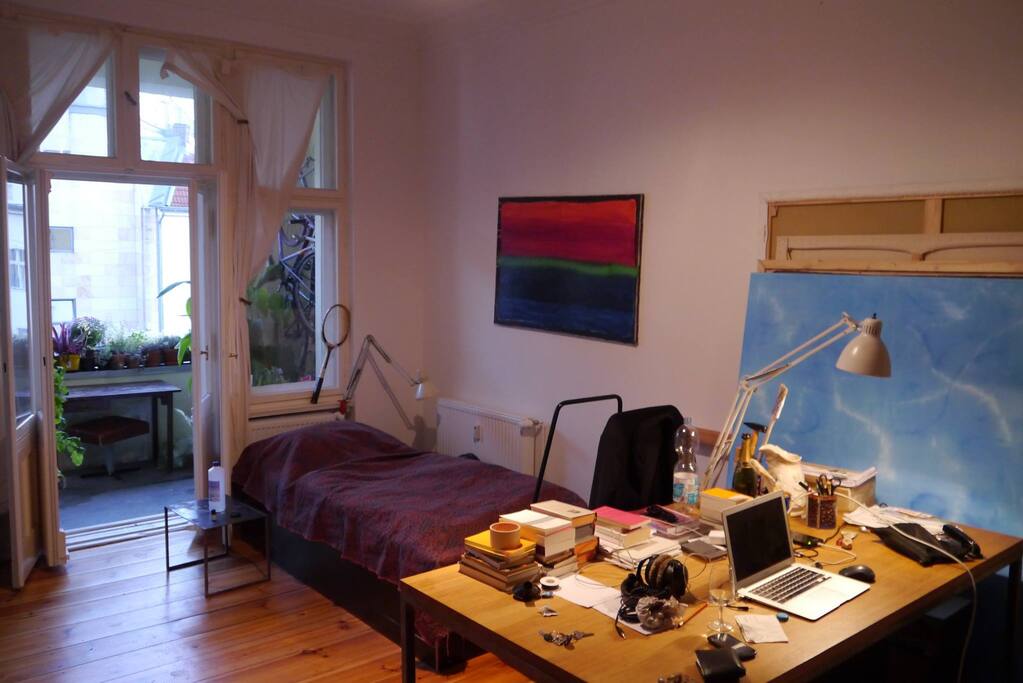 bedroom view, staple bed can be extended for two persons