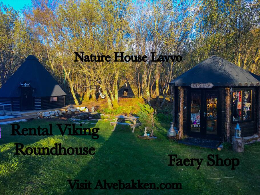 Our Alvebakken Magical Village consists of our main lavender house, a Faery Art shop (where you will be able to purchase all the Norwegian souvenirs you might need and lots of art from all over the world), a Nature house where you can do lots of extra activities, a greenhouse you can simply visit and for fun occasionally harvest yourself fresh organic veggies from and cook them comfortably in your roundhouse) and the rental Viking roundhouse for our guests.