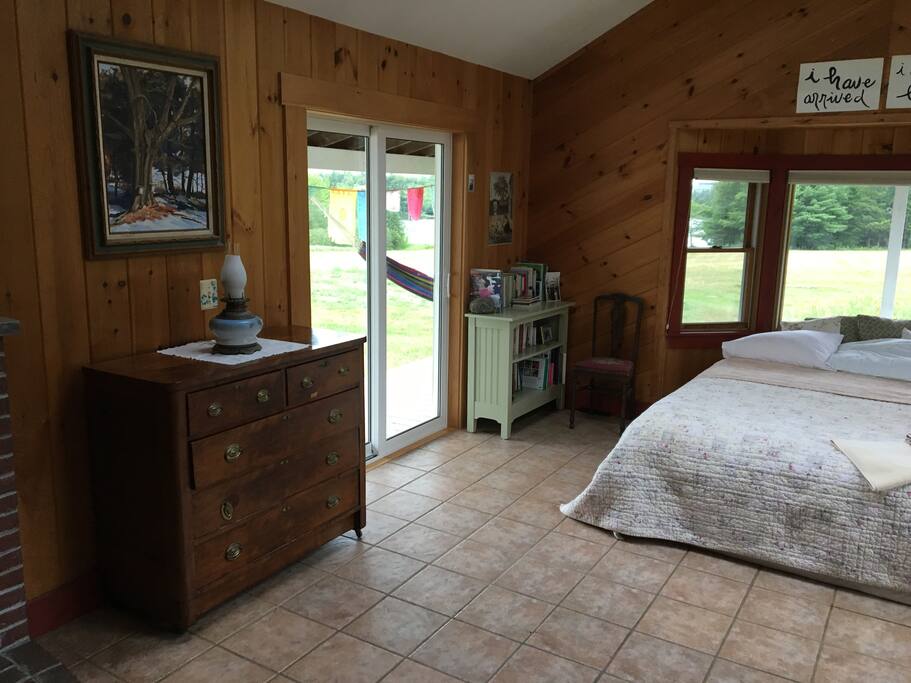 Windows on three sides and skylights makes the spacious room seem even more-so.