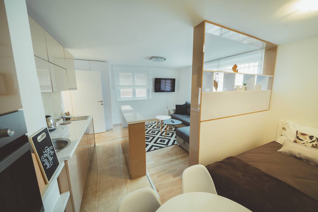 Living room, kitchen