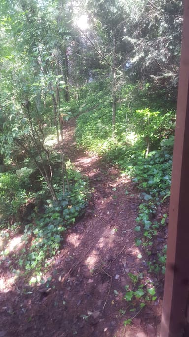 Path to parking area off the private deck