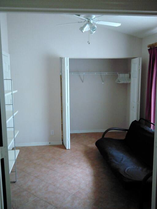 Airy, clean, comfortable, private; pretty, tile floor.