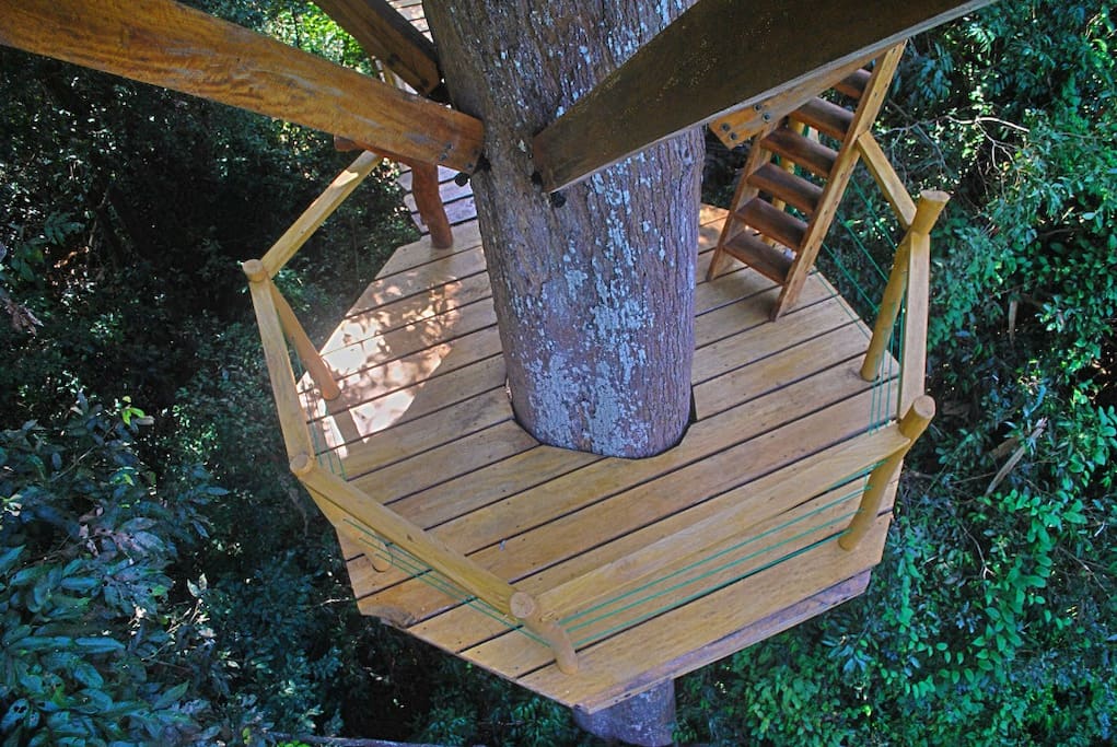 Lower deck with main balk structure. (Untere Plattform mit den Hauptbalken.)