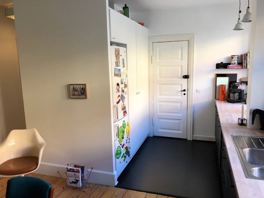 Back door in kitchen leads to roof terrace (shared with other apartments)