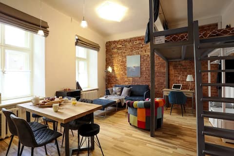 Old Riga loft style design studio, with extras