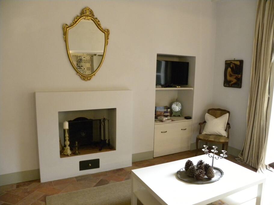 Rustic fireplace