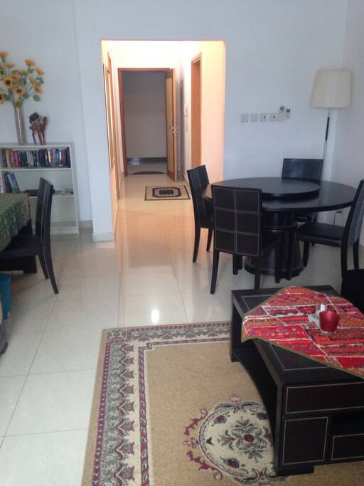 View from balcony to living room and entrance hall