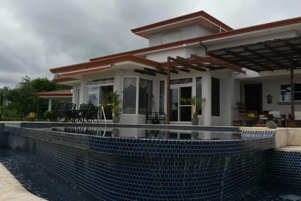 Infiniti pool with beautiful blue tiles! The water is clean well water to drinking water is fresh and pool water is soft!