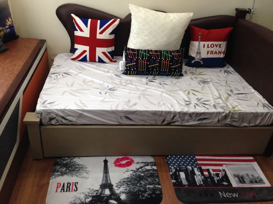 Morning Sofa with Decorative Cushions and Foot Mat