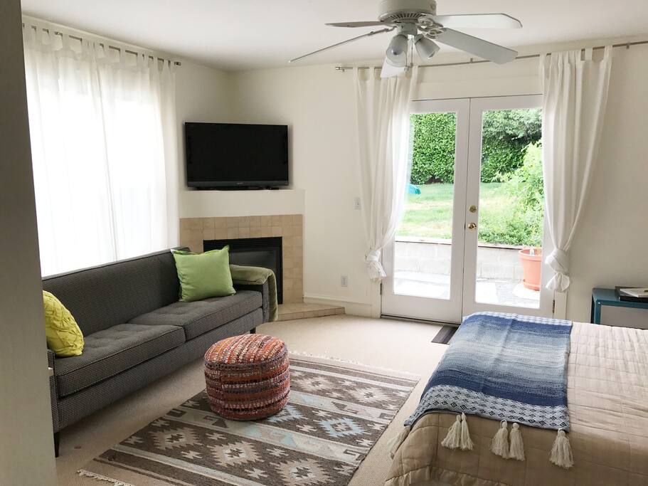 Fireplace and TV with Netflix and local HD channels