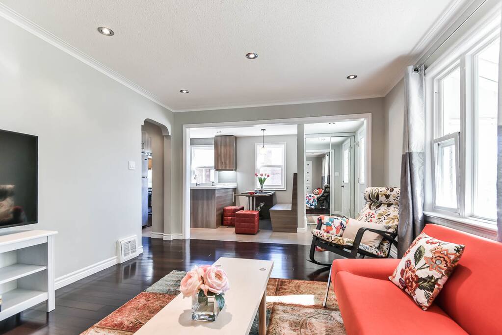 Beautiful Living room with open concept Kitchen and Dining