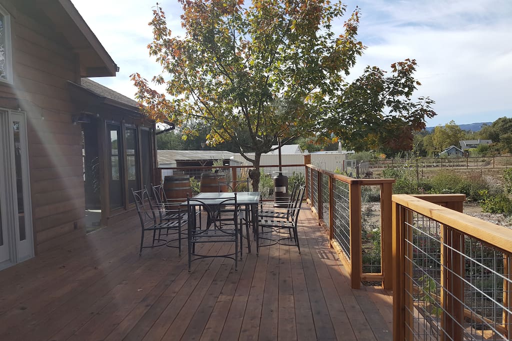 large deck facing the field