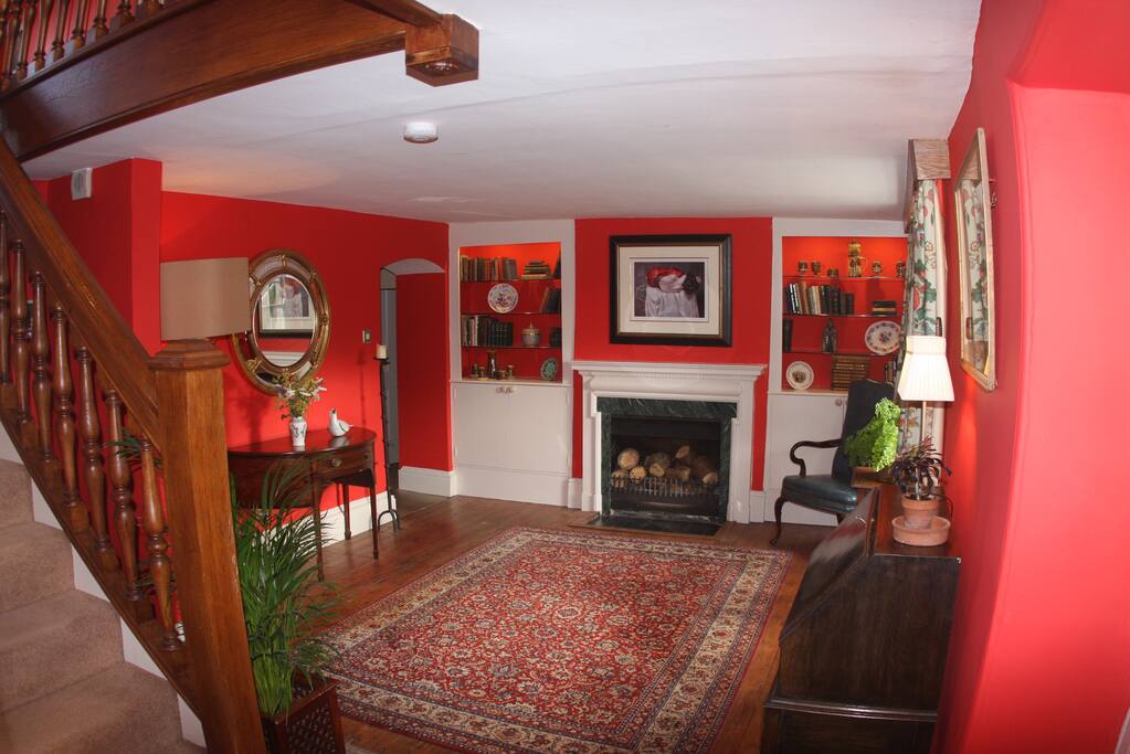 Reception Hall with open fireplace.