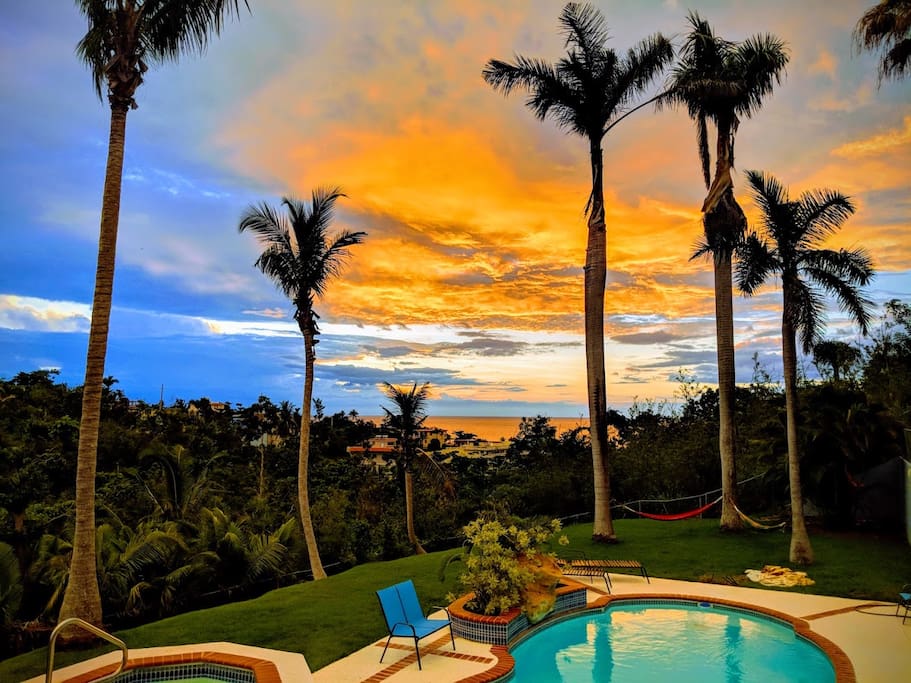 Sunset views over Sandy Beach in Rincon, Puerto Rico - June