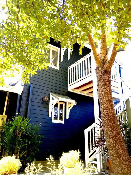 Private entrance and balcony.