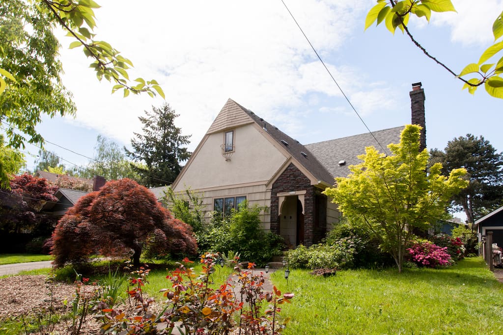 This room is the master suite on the backyard side of this Classic Tudor Historic home.