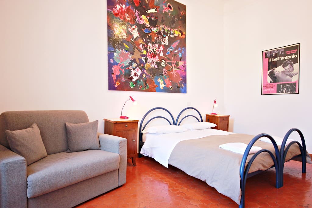 Comfy chair can unfold into a third bed.