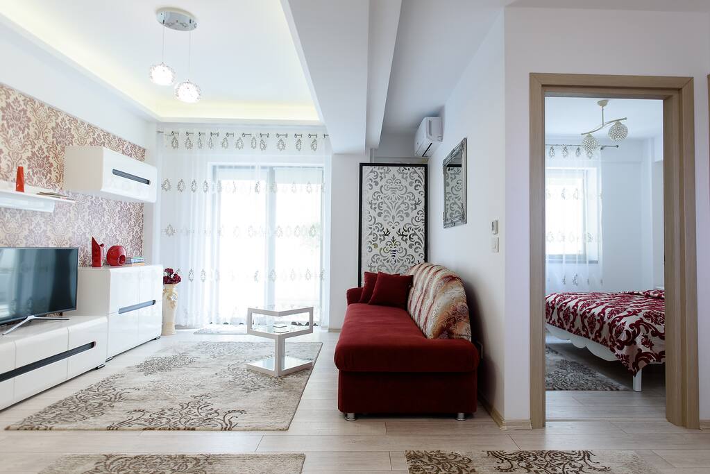 living room and separate bedroom