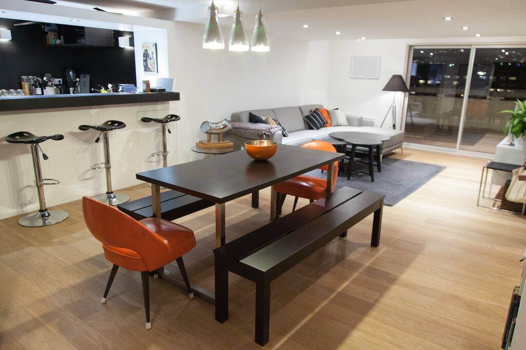 renovated in 2015, modern penthouse apartment with two large terraces.