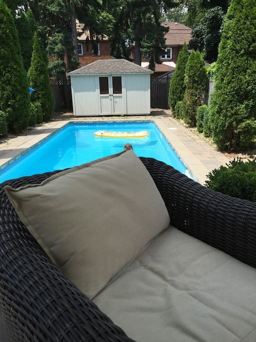 Comfortable chairs and pool