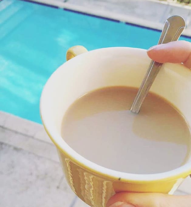 Nothing better than a cup of tea and a dip in the pool!
