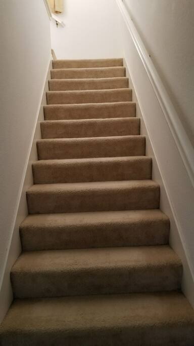 The stairway leading to the bedroom