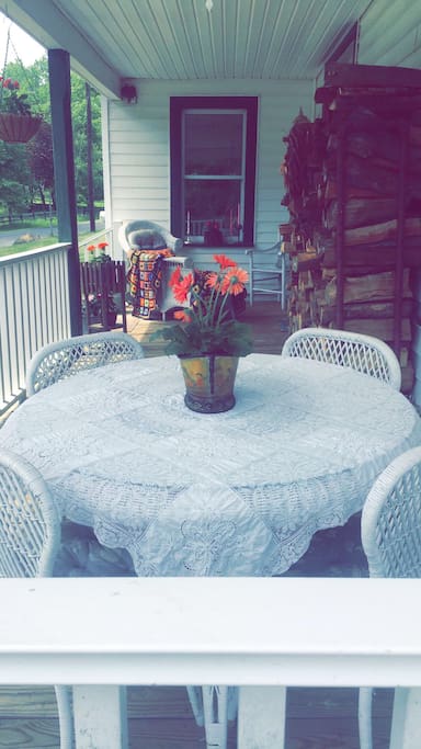 Southern facing porch of the main house added during the Victorian Era.
