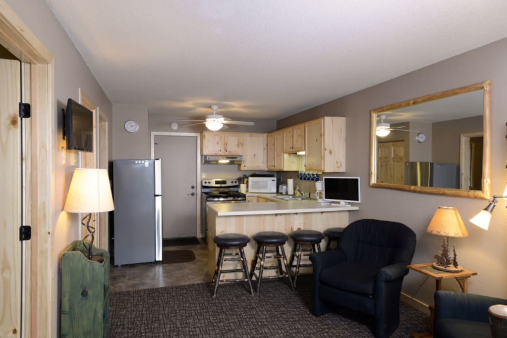 The living area and kitchen.