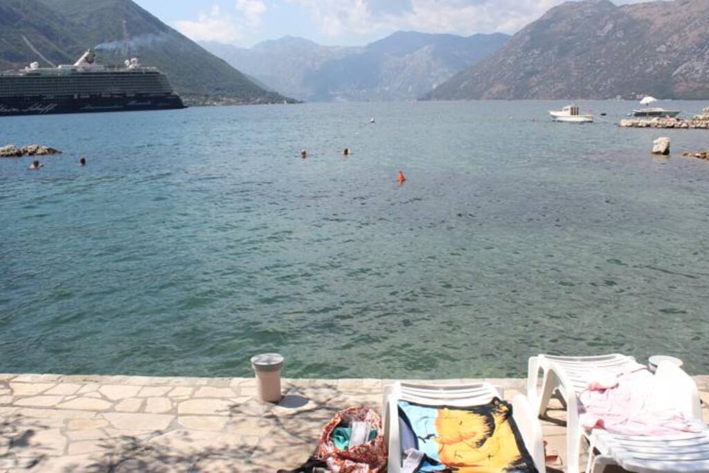 enjoy the deck chairs on the private beach