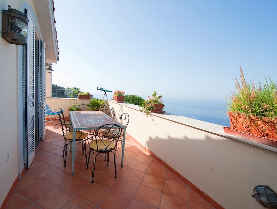Peaceful terrace with tables hand-painted