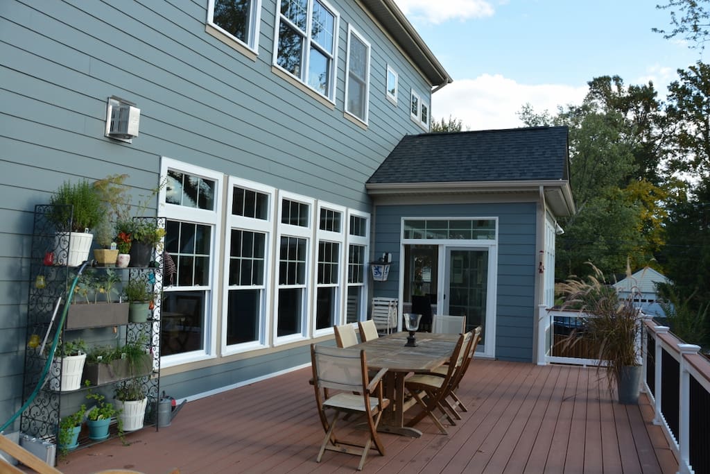 Full deck with dining for 12 people and a BBQ