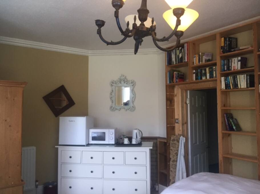Room includes a mini fridge, kettle and microwave for your convenience.