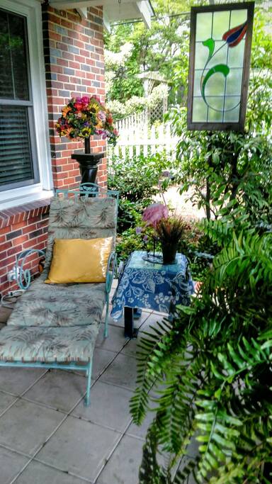 Have a cup of coffee while relaxing on front porch.