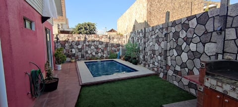 Full house with pool, beach nearby.