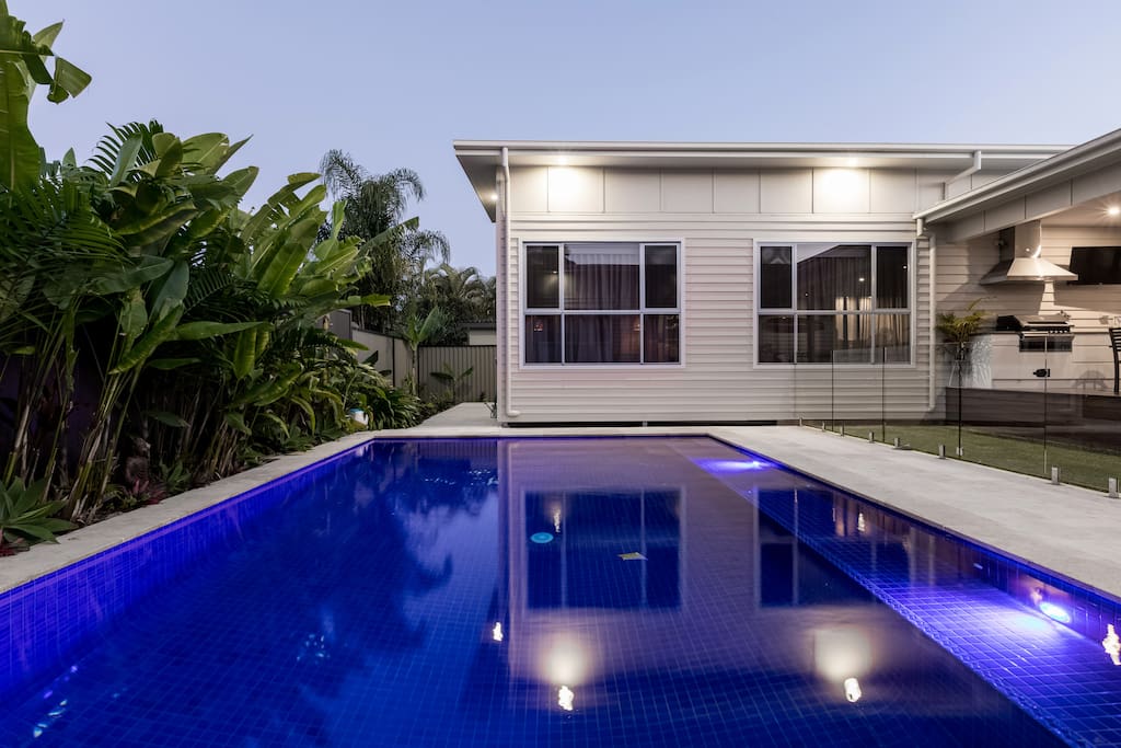 Large private tiled pool