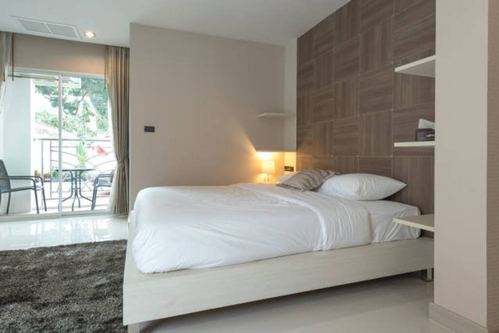 Bedroom with small balcony