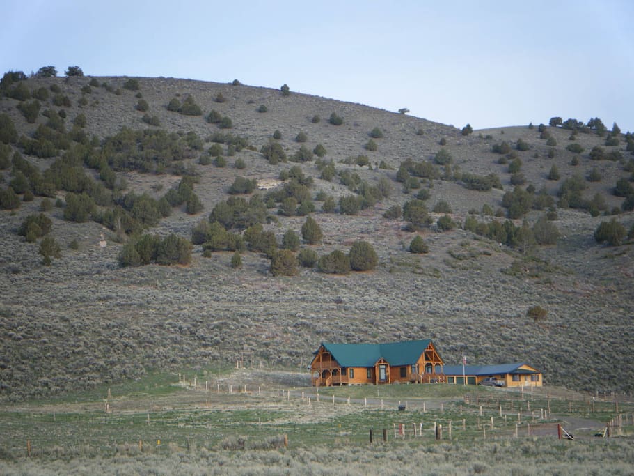 Ranch house and guest house view from driveway