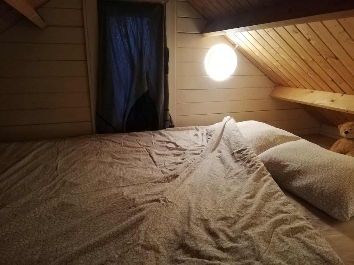 Priestor na spanie cez rebrík na strešnú základňu