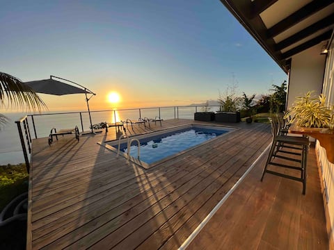 Tahiti villa, lagoon view + mountain, 2ch AC pool