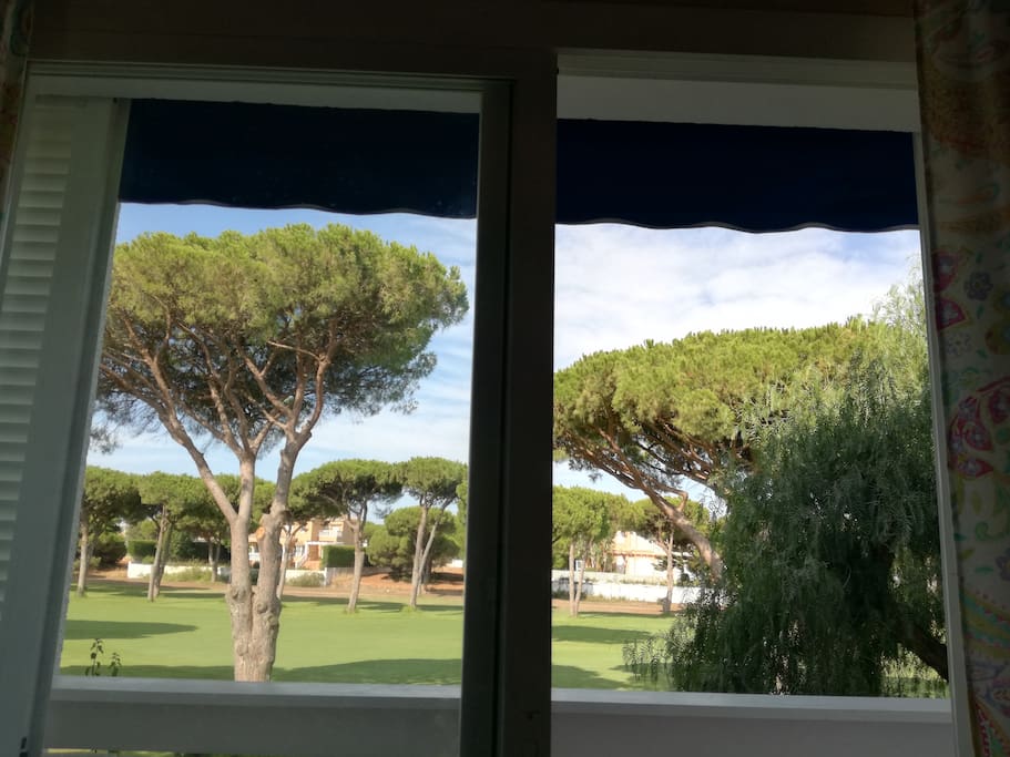 vista al campo de golf desde la suite... así da gusto despertarse!