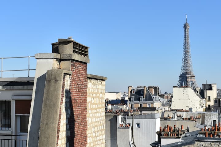 Ideal Pour Couple-petite Terrasse Vue Tour Eiffel - París