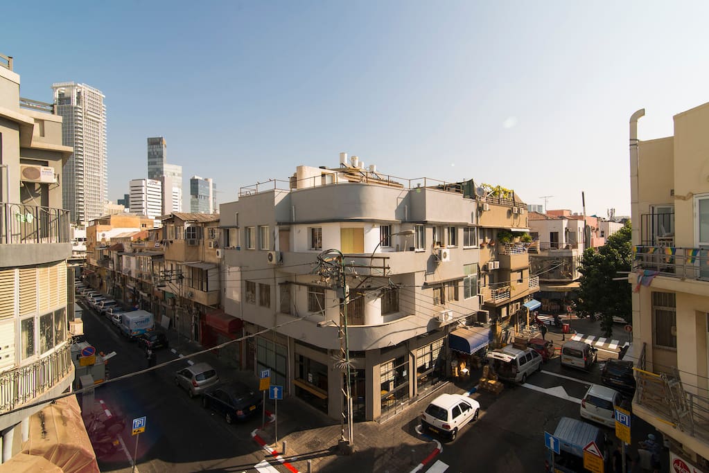 Balcony looking over the vibrant Levinsky market