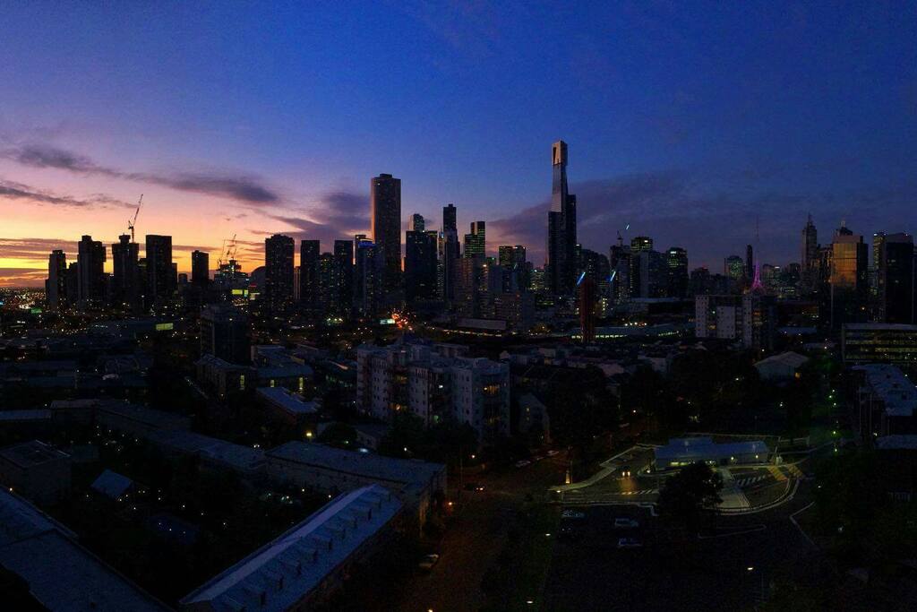 view from balcony at night