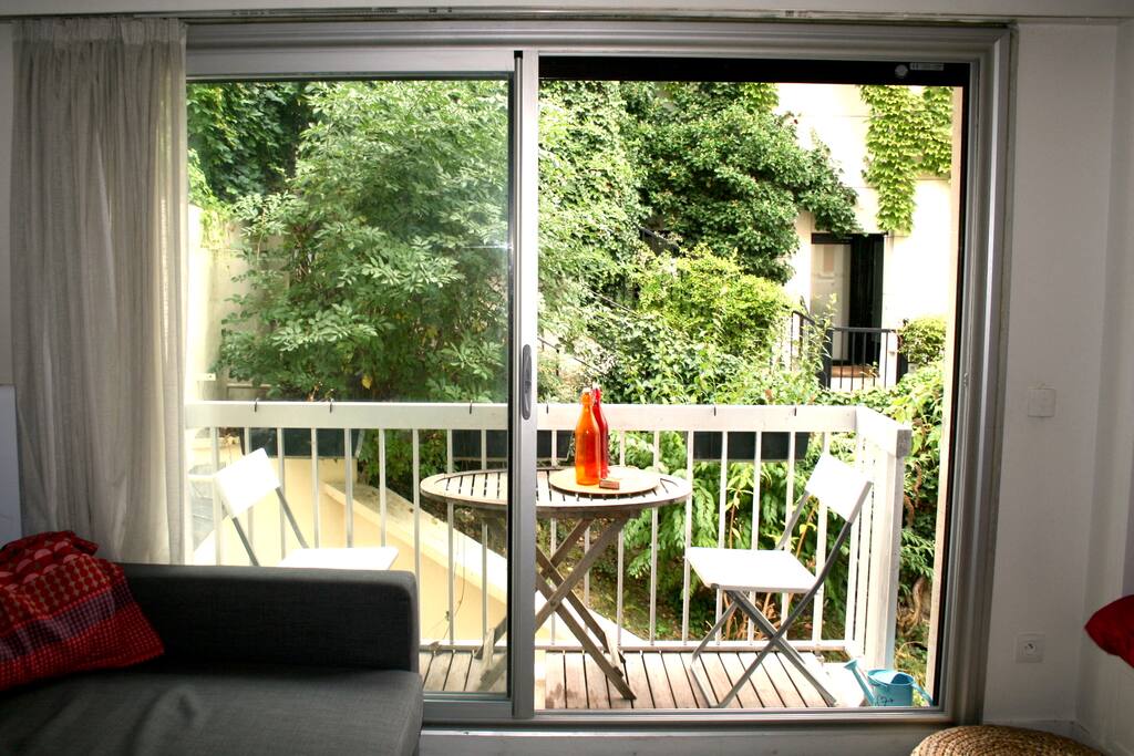 Balcony overlooking quiet pedestrian area