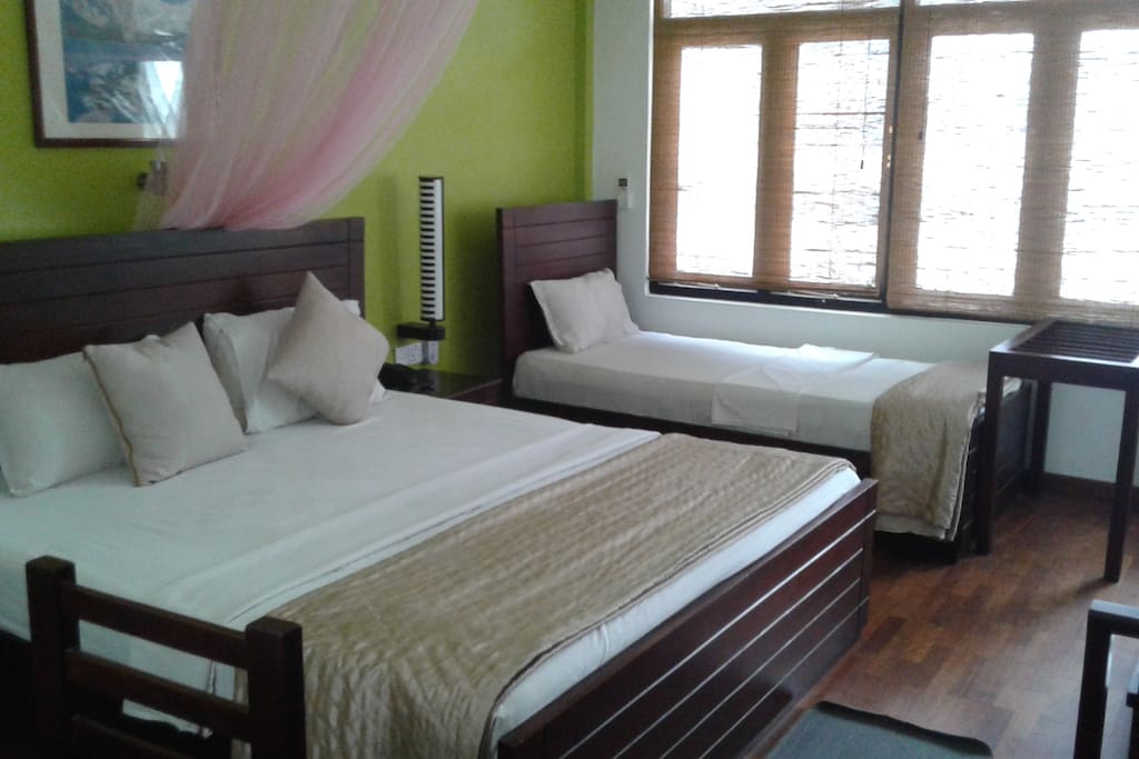 one double bed and one single bed