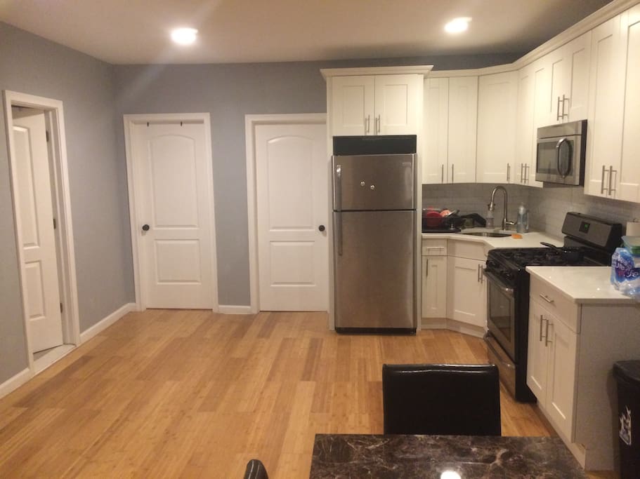 View of kitchen from living room