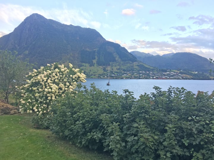 Utsikt fra hage, Malmangernuten i bakgrunn