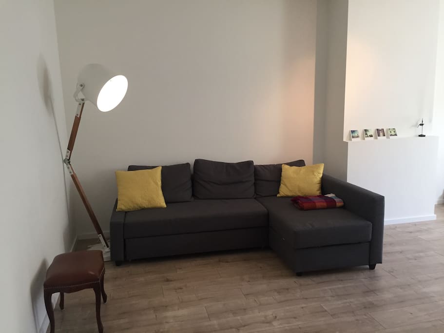 Living room - this couch pulls out into a comfy double bed